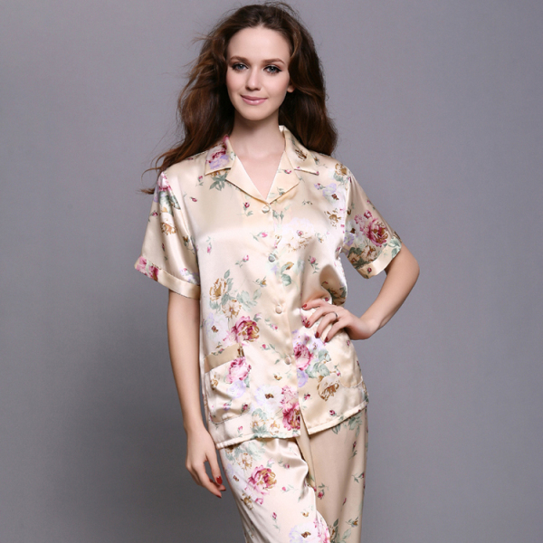 正品女<em>睡衣</em>上装 <em>洁绣</em>100%桑蚕丝重磅<em>真丝睡衣</em>