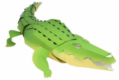 立体折纸手工制作模型剪纸 仿真两栖 野生动物 鳄鱼 3d纸模