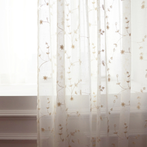 美式乡村立体刺绣花枝窗纱