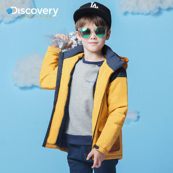 【冬】Discovery童装2017冬季款男童时尚拼色保暖棉服DAGD91841潣