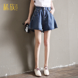 新款阔腿牛仔短裤女夏宽松韩版学生a字裤裙百搭高腰2017裙裤显瘦