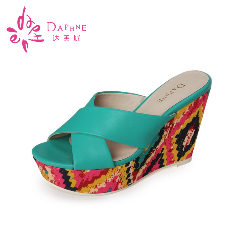 达芙妮旗下shoebox/鞋柜品牌女鞋 夏新款厚底舒适坡跟