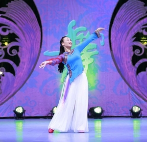 广场舞服装红草莞儿杨艺中国风荷花棉麻裙装裤