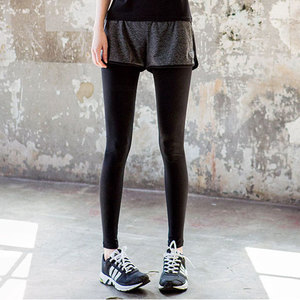 弹力速干假两件运动打底裤