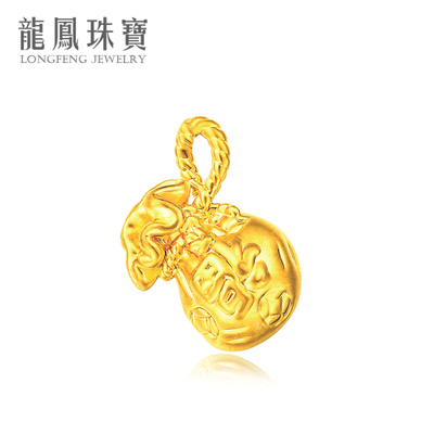 龙凤珠宝 福袋 3d硬金黄金吊坠足金女项链吊坠 招财进宝24k男女款