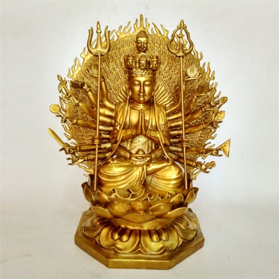 正品开光纯铜千手观音佛像摆件 铜摆件观音菩萨铜像观世音铜佛像