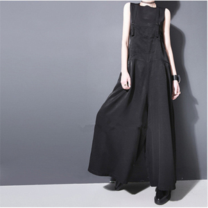 欧洲站夏季背带阔腿裤