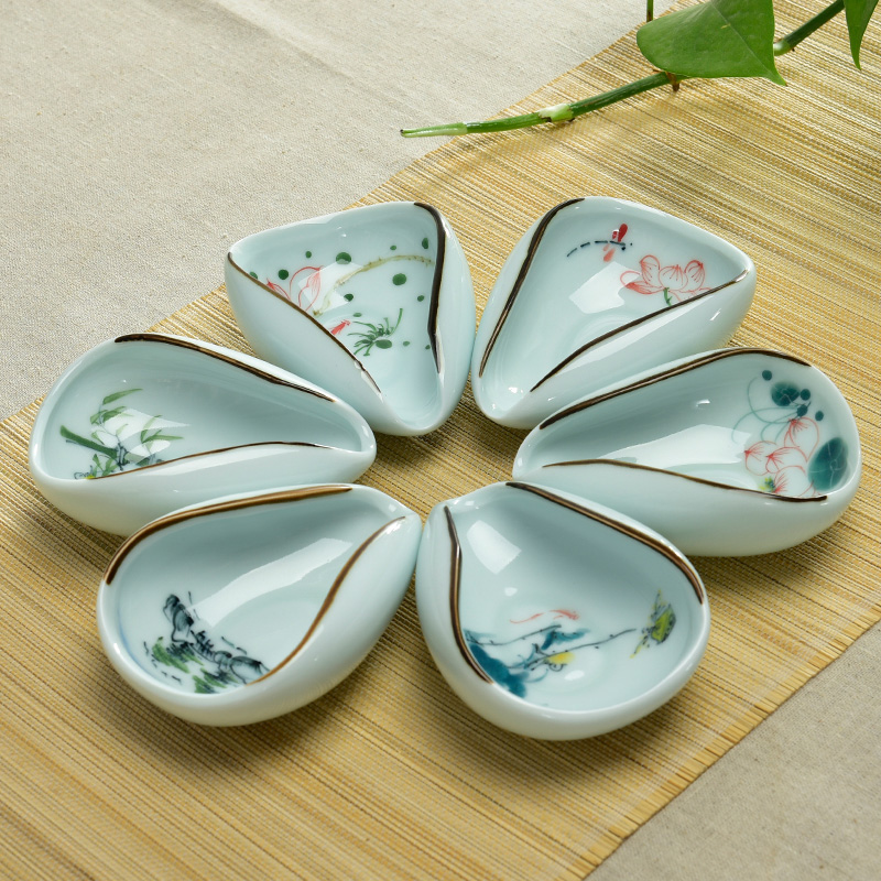 瓷牌茗青瓷手绘青花瓷赏茶荷茶则茶匙茶勺陶瓷功夫茶具茶道配件零