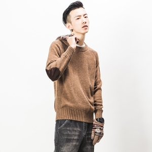日系复古青年圆领毛衣