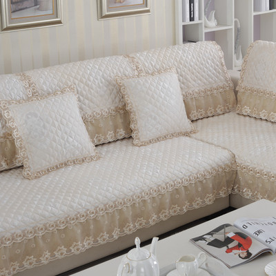 防滑蕾丝沙发垫仿亚麻夏四季欧式奢华真皮靠背