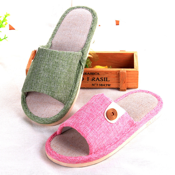 热销棉拖 夏季家居儿童亚麻拖鞋 情侣凉拖鞋 免