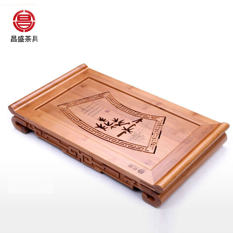促祥福竹制茶盘竹子茶海大号小号储水排水托盘抽屉功夫茶具茶台特