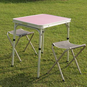 红色营地韩版户外折叠桌 铝合金折叠桌高低两