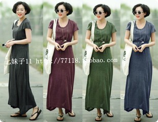 亚麻连衣裙 新款 长裙<em>外贸原单女装</em>韩范显气质