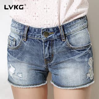 淘宝网2015新款白色牛仔短裤女夏 显瘦阔腿裤