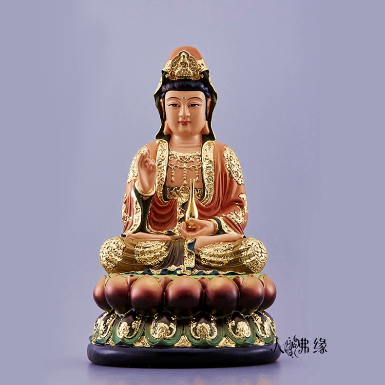 坐莲观音佛像观世音菩萨像树脂佛像南海观音居家工艺品供奉摆件