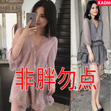 胖mm夏装新款2017新款大码女装200斤上衣T恤短裤两件套装微胖妹妹