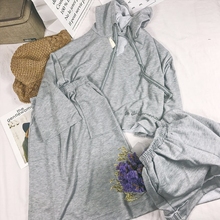 女装 休闲字母绣花针织连帽卫衣女 时尚 三件式卫衣套装 大喜自制