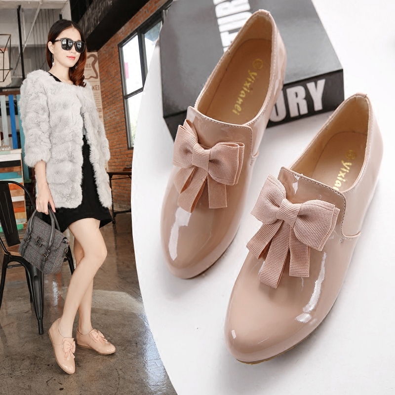 2017春秋新款蝴蝶结深口单鞋女平底鞋圆头平跟内增高大码休闲女鞋 ￥