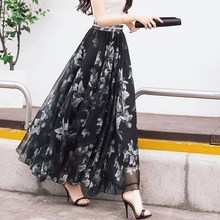 印花雪纺裙春夏波西米亚裙子碎花高腰A字裙8米大摆仙女裙半身长裙