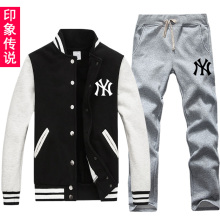 棒球服男 棒球衫ny 2014秋冬纯棉情侣开衫卫衣外套 韩版潮衣服女