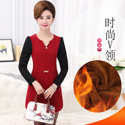 中老年女装秋冬长袖连衣裙中年人妈妈装40-50