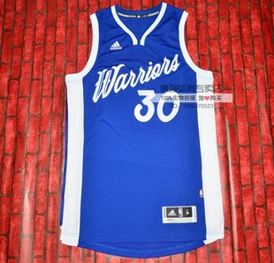 专柜正品 圣诞大战版蓝色新版 nba篮球服勇士队30号curry库里球衣