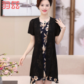 母亲节时尚妈妈夏装时髦套装裙子中年妇女40岁女人衣服短袖连衣裙