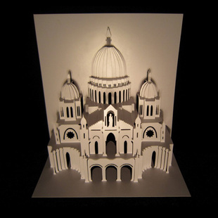 简单3d纸雕立体贺卡 立构工艺图纸 电子版diy城堡建筑a88