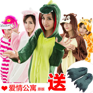 送爪子男女卡通动漫连体<em>睡衣</em>可爱<em>恐龙</em>秋<em>冬季</em>加