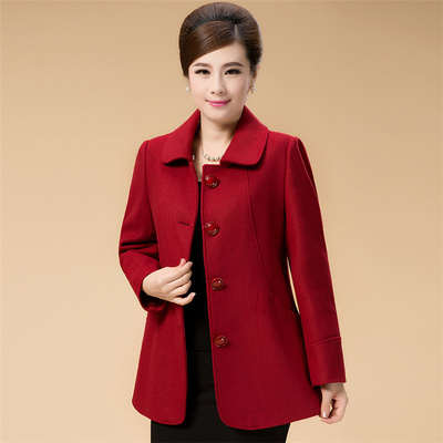 中老年羊绒大衣女短款中年人大码女装妈妈装羊