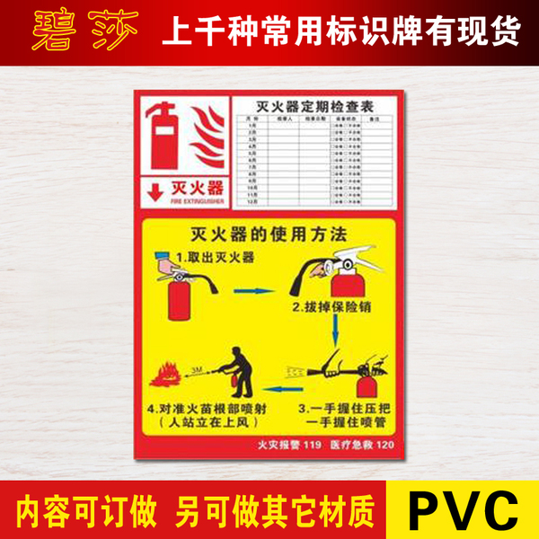热销安全检查 使用方法标识灭火器定期检查表