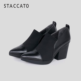 staccato/思加图2017秋季新款尖头粗高跟女单鞋9h103cm7