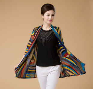 2015新款中老年女装披肩大码雪纺丝<em>开衫中年</em>