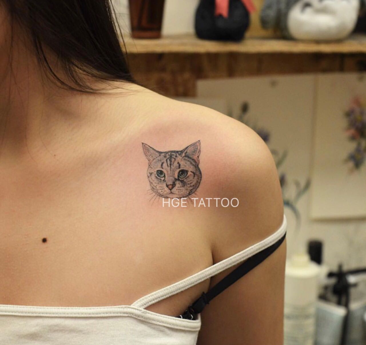 hge tattoo独家手绘 纹身贴韩系小清新猫咪防水纹身贴