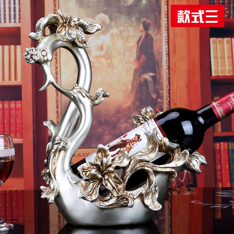 欧式复古红葡萄酒架天鹅摆件装饰工艺品客厅酒柜创意实用结婚礼物
