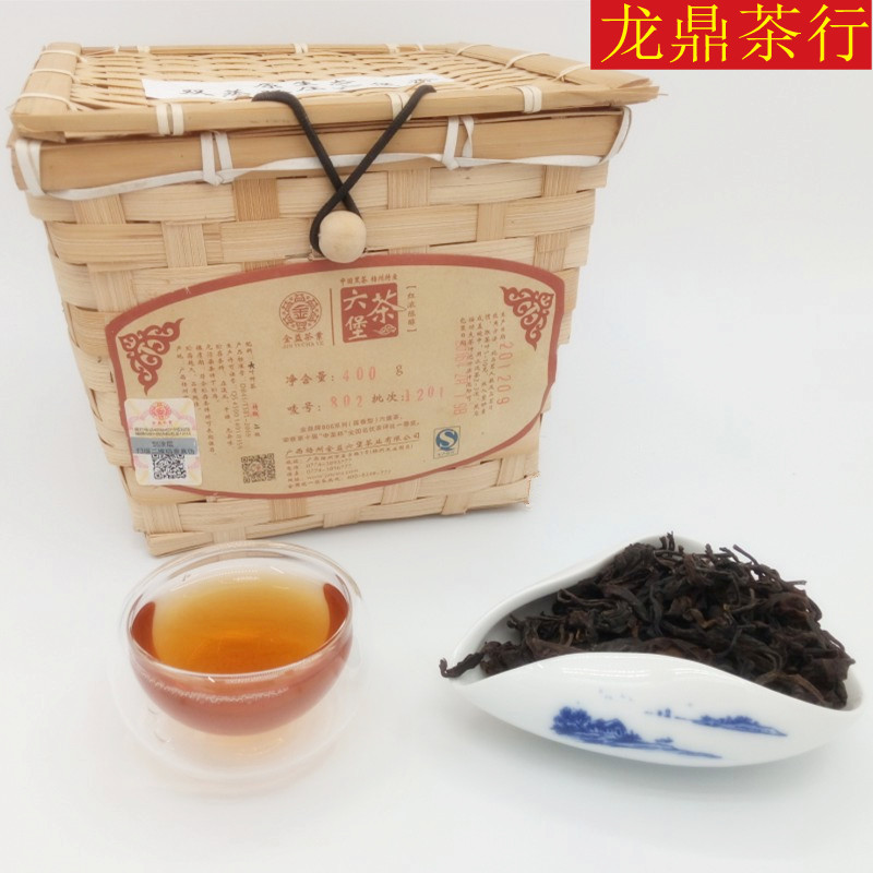 广西梧州金益茶厂正宗六堡茶(802-1201)竹篓装超值2012年茶叶黑茶