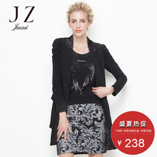 黑色马夹 时尚 专柜高端2016春款 飘逸修身 单扣中长款 JUZUI玖姿女装