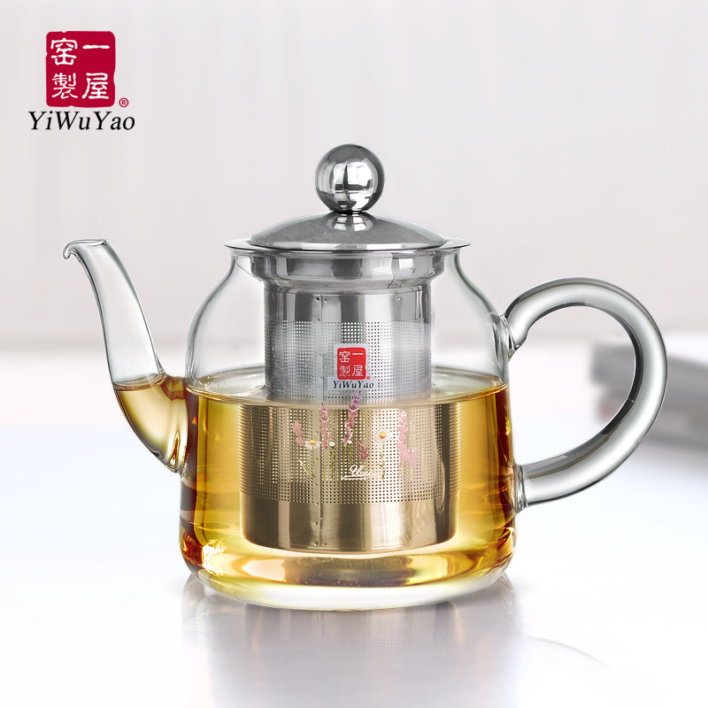 一屋窑正品加厚耐热玻璃茶具不锈钢过滤网内胆可加热泡茶壶花茶壶
