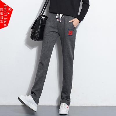 冬加绒卫裤学生运动裤宽松加厚女生裤子韩版休