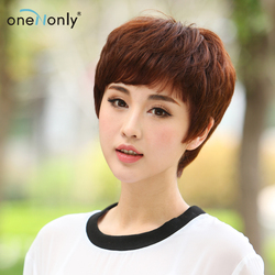 西芙逼真假发短发女 <em>中老年</em>妈妈假发短卷发假