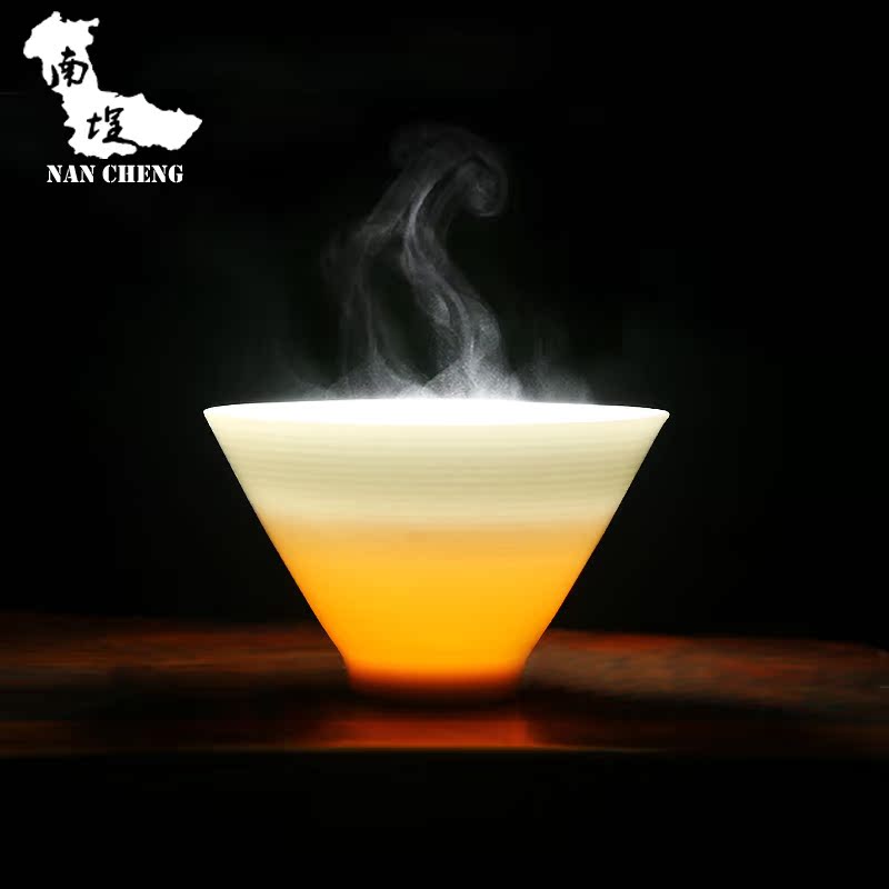 台湾 品牌 斗笠茶杯 纯手绘鱼图高白瓷茶杯 陶瓷功夫茶具茶道配件