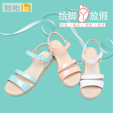一字扣带学生女鞋 柜官方旗舰店2016夏简约低跟平底凉鞋 shoebox鞋