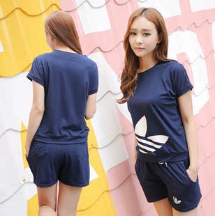 健身服时尚跳操服装 跑步服女瑜伽服健身房运动服短裤套装女夏休闲