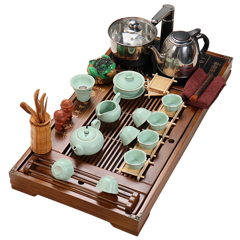 茶具套装特价 整套功夫宜兴紫砂茶具茶盘茶台电热炉四合一