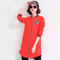 自由呼吸中长款卫衣女加绒加厚开衫圆领学院风