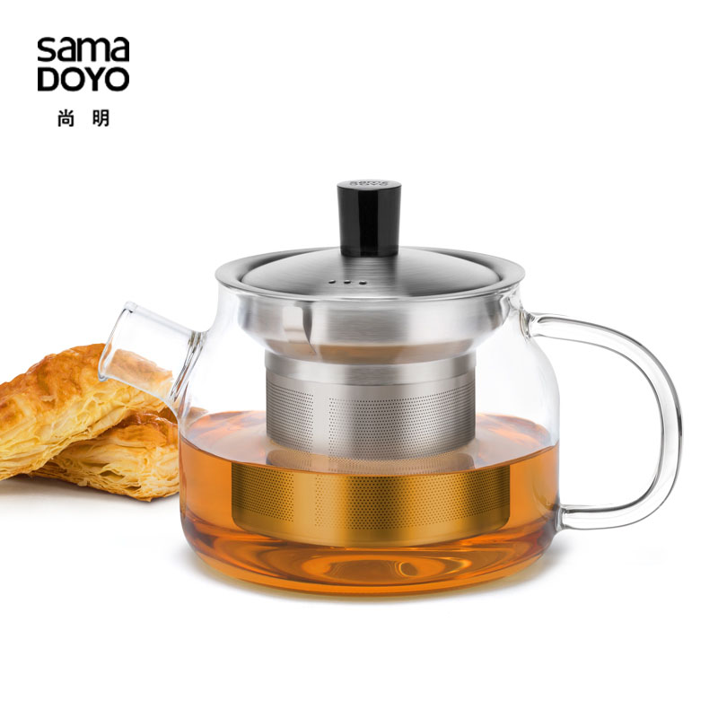 尚明加厚耐热玻璃茶壶功夫茶具不锈钢内胆过滤花茶冲茶壶泡茶器
