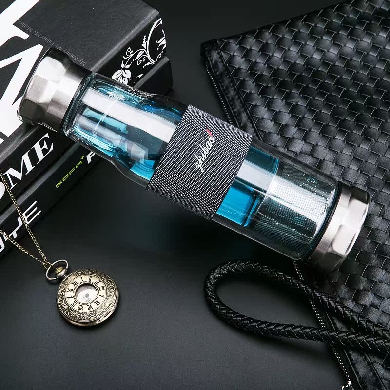 双层玻璃杯便携带盖车载办公室水杯创意男女士泡茶杯过滤茶叶杯子