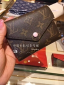 LV钱包短款 M62360 路易威登老花粉色豆豆女士钱夹 代购 英国正品