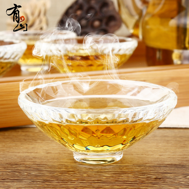斗笠杯茶杯功夫茶碗小品茗杯子水晶杯加厚玻璃茶杯个人杯茶具50ML